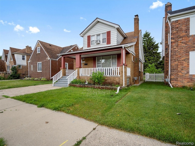 7420 Coolidge, Center Line, MI 48015 - bungalow-style home featuring covered porch, brick siding, and a chimney
