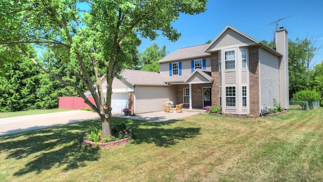 10895 Riley St, Zeeland, MI 49464 - traditional-style home with a chimney, an attached garage, and concrete driveway