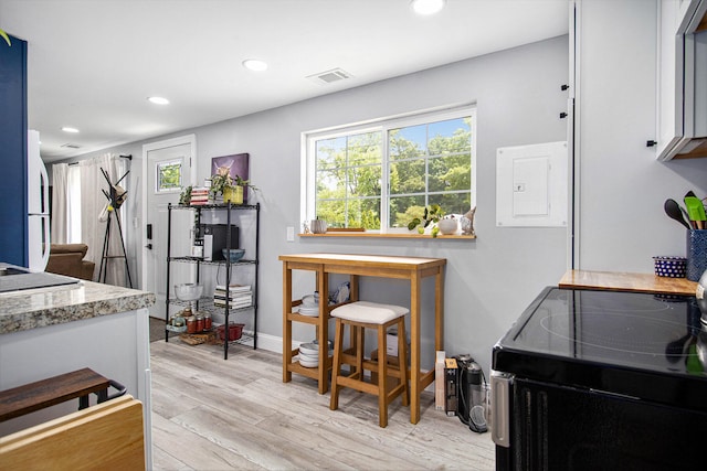 1118 Huntly Rd, Niles, MI 49120 - dining room featuring electric panel, light wood-style floors, and recessed lighting
