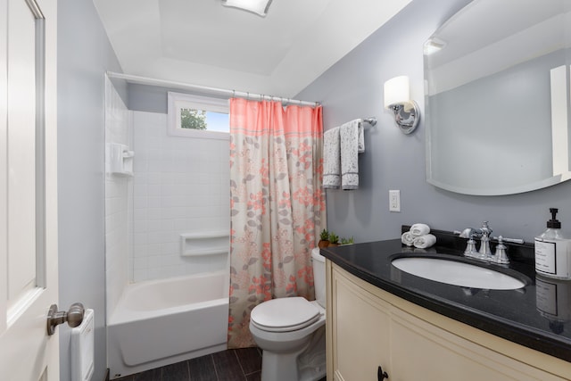 2013 Duiker Ave NE, Grand Rapids, MI 49505 - bathroom featuring vanity, shower / bathtub combination with curtain, and wood finished floors
