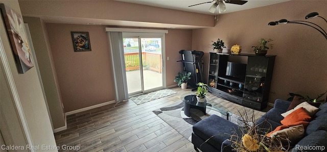 38478 Draper Ln, Westland, MI 48186 - living room featuring a ceiling fan and wood finished floors