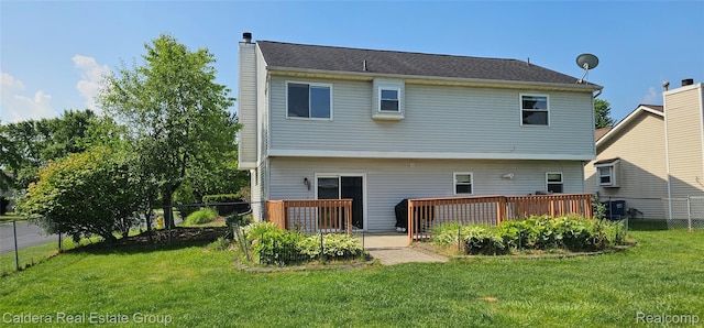 38478 Draper Ln, Westland, MI 48186 - back of property with a chimney and a deck