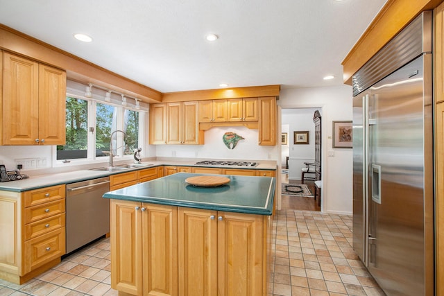 3924 Penberton Dr, Ann Arbor, MI 48105 - kitchen featuring stainless steel appliances, a center island, and recessed lighting