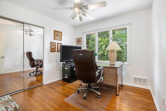 3924 Penberton Dr, Ann Arbor, MI 48105 - office featuring ceiling fan and wood finished floors