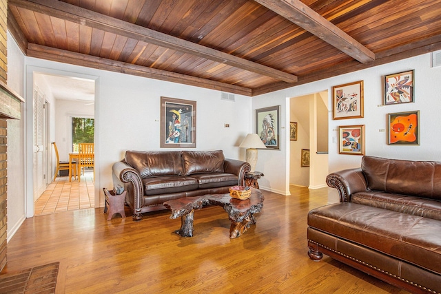 3924 Penberton Dr, Ann Arbor, MI 48105 - living area with a wooden ceiling with exposed beams and wood finished floors
