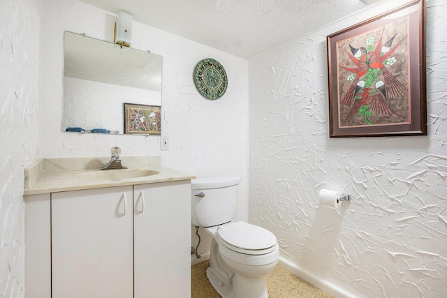 3924 Penberton Dr, Ann Arbor, MI 48105 - half bathroom with vanity, a textured wall, a textured ceiling, and vaulted ceiling