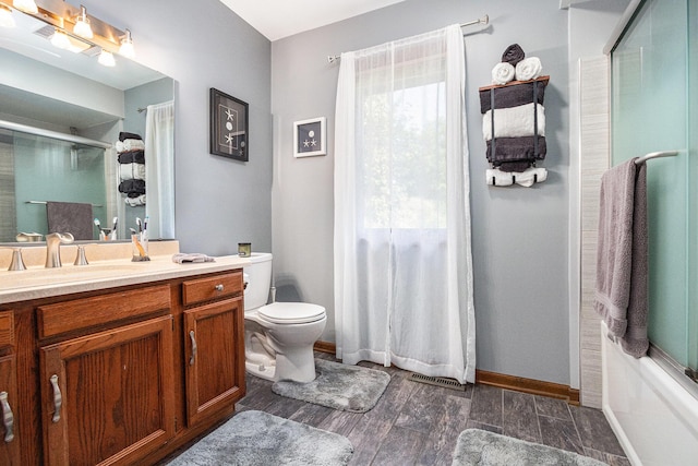 4102 Tomahawk Way, Saint Joseph, MI 49085 - bathroom with vanity, wood finished floors, and an enclosed shower