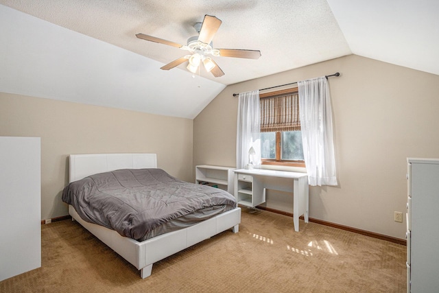4102 Tomahawk Way, Saint Joseph, MI 49085 - bedroom with vaulted ceiling, carpet, and a ceiling fan