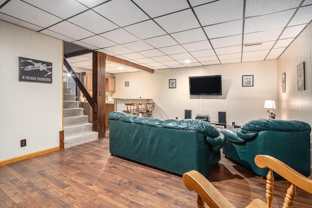 4102 Tomahawk Way, Saint Joseph, MI 49085 - living room with wood finished floors, stairs, and a drop ceiling