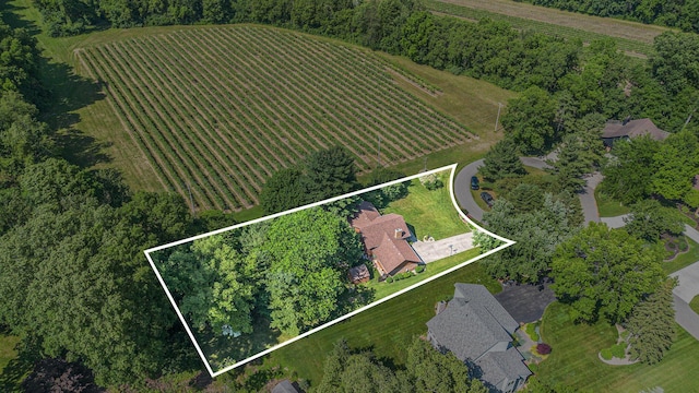 4102 Tomahawk Way, Saint Joseph, MI 49085 - aerial view of sparsely populated area featuring large plots for crops and property parcel outlined