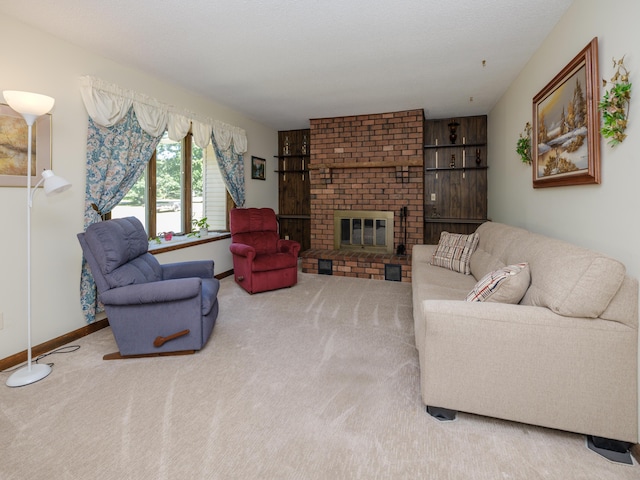 461 19th St, Otsego, MI 49078 - living room featuring carpet flooring and a brick fireplace