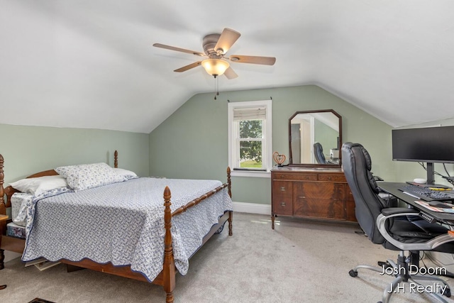 1802 Cherry St, Dorr, MI 49323 - carpeted bedroom featuring lofted ceiling, an office area, and ceiling fan