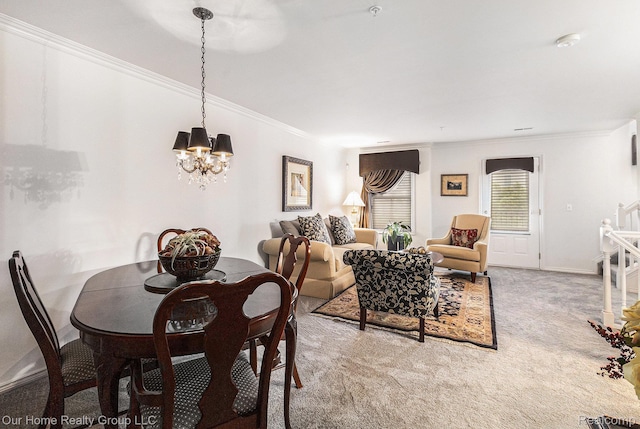 3994 Forester Blvd, Auburn Hills, MI 48326 - carpeted dining space with crown molding and a chandelier