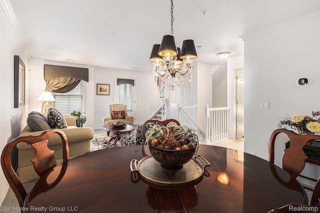 3994 Forester Blvd, Auburn Hills, MI 48326 - dining room with a chandelier, ornamental molding, and carpet flooring