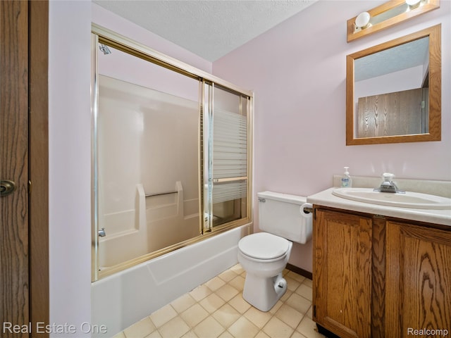 3225 W Marr Rd, Howell, MI 48855 - full bathroom featuring vanity, enclosed tub / shower combo, and a textured ceiling