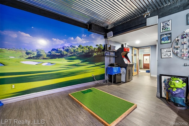 328 S Broadway St, Lake Orion, MI 48362 - playroom featuring wood finished floors and view of golf course