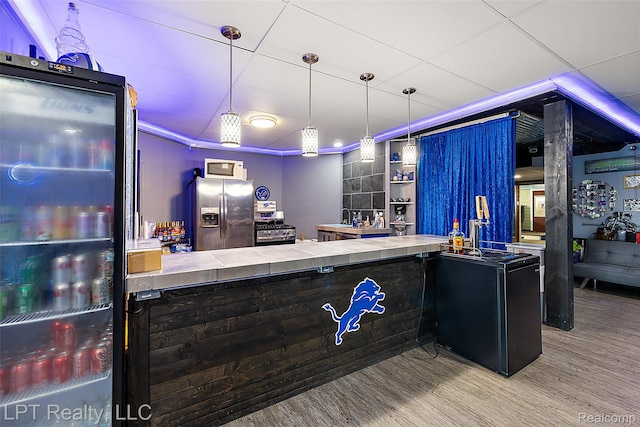 328 S Broadway St, Lake Orion, MI 48362 - bar area with appliances with stainless steel finishes, wood finished floors, and pendant lighting