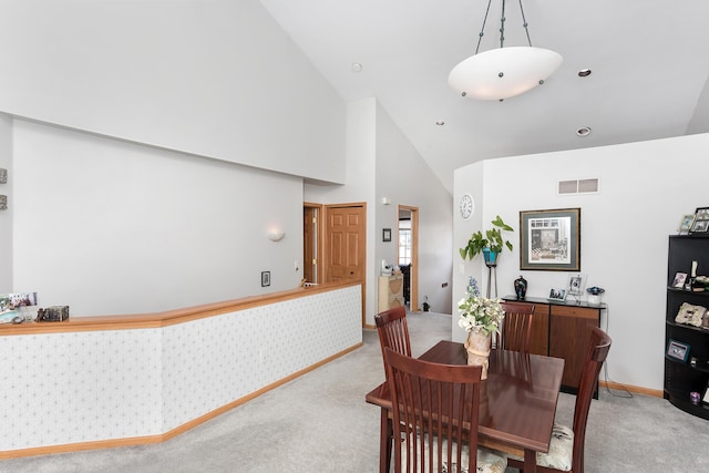 30921 Lee Frank Ln, Madison Heights, MI 48071 - dining room featuring carpet and high vaulted ceiling