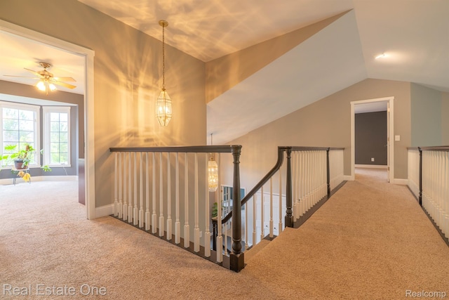 14607 Stratford, Shelby Twp, MI 48315 - corridor with carpet floors, an upstairs landing, and lofted ceiling