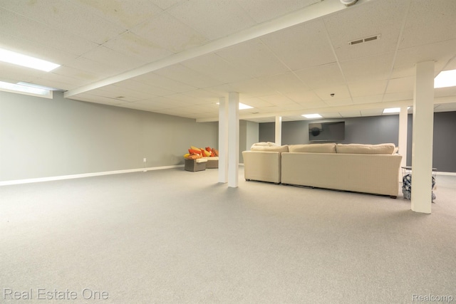 14607 Stratford, Shelby Twp, MI 48315 - finished basement featuring carpet floors and a paneled ceiling