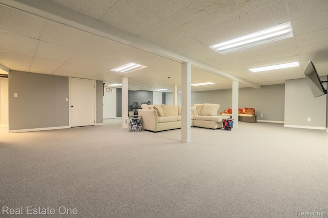 14607 Stratford, Shelby Twp, MI 48315 - finished basement with a paneled ceiling and carpet flooring