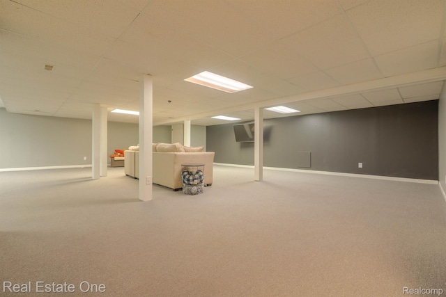 14607 Stratford, Shelby Twp, MI 48315 - finished below grade area featuring carpet floors and a drop ceiling