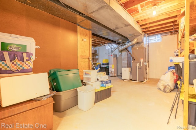 14607 Stratford, Shelby Twp, MI 48315 - basement featuring gas water heater and heating unit