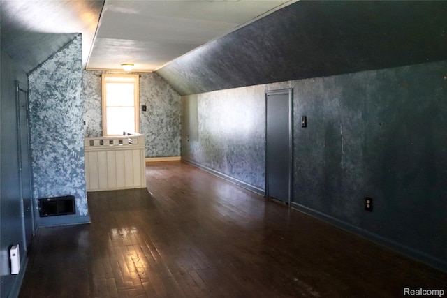 329 Bede St, Otisville, MI 48507 - additional living space featuring hardwood / wood-style flooring, lofted ceiling, and wallpapered walls