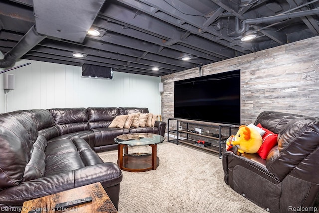 32204 Leelane, Farmington, MI 48336 - carpeted living room with wood walls