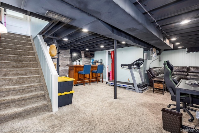 32204 Leelane, Farmington, MI 48336 - workout room featuring a dry bar and carpet floors