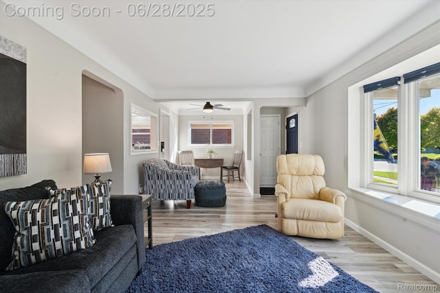 10019 Reeck Rd, Allen Park, MI 48101 - living area with wood finished floors and ceiling fan