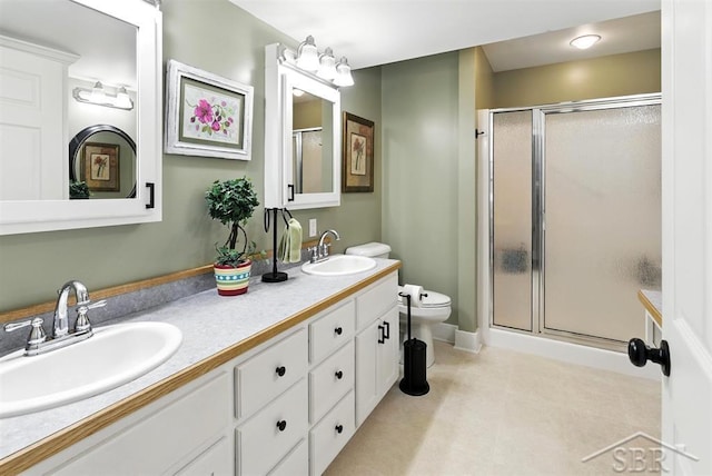 2816 Chippewa Ln, Midland, MI 48640 - bathroom featuring a stall shower and double vanity