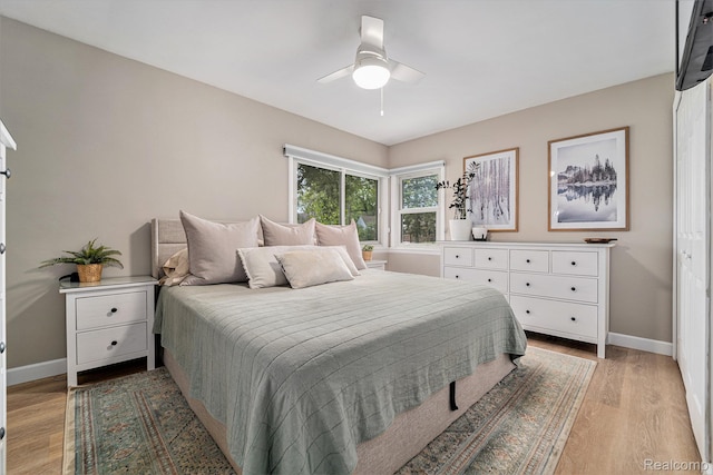 5690 Corunna Ave, Clarkston, MI 48346 - bedroom featuring light wood-style flooring and a ceiling fan