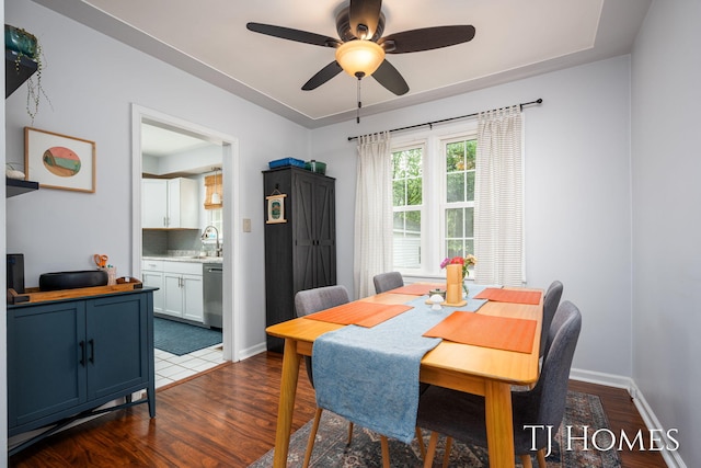 1545 Fuller Ave NE, Grand Rapids, MI 49505 - dining area featuring dark wood-style flooring and a ceiling fan