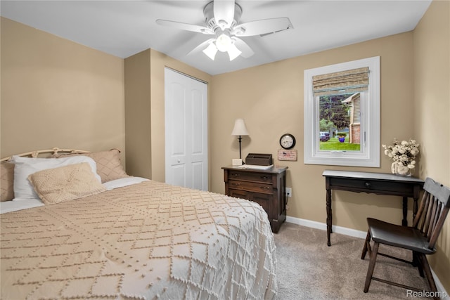 8320 Lagoon St, Commerce Twp, MI 48382 - bedroom with a closet, carpet floors, and a ceiling fan
