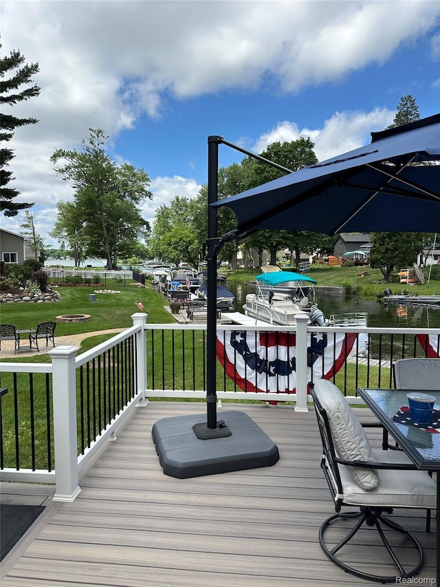 8320 Lagoon St, Commerce Twp, MI 48382 - deck with a lawn and a water view