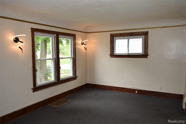 316 W Rankin St, Flint, MI 48505 - spare room featuring a textured ceiling, dark carpet, and crown molding