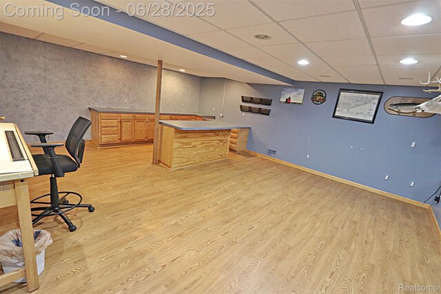 1640 High Pointe Dr, Commerce Twp, MI 48390 - office area with light wood-style flooring, a drop ceiling, and recessed lighting