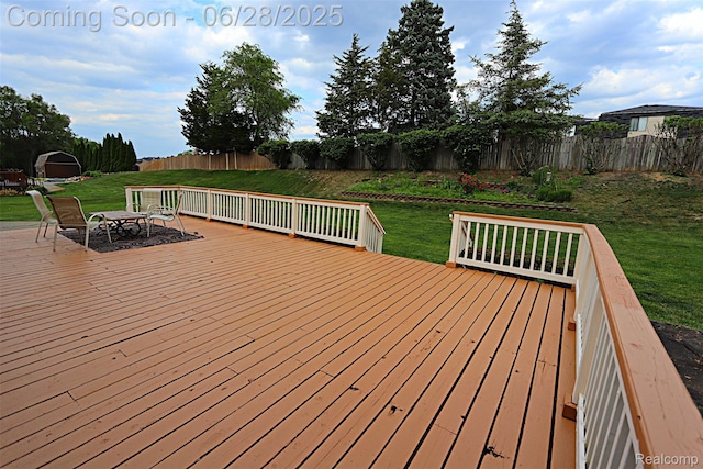 1640 High Pointe Dr, Commerce Twp, MI 48390 - wooden terrace with a fenced backyard and a storage unit