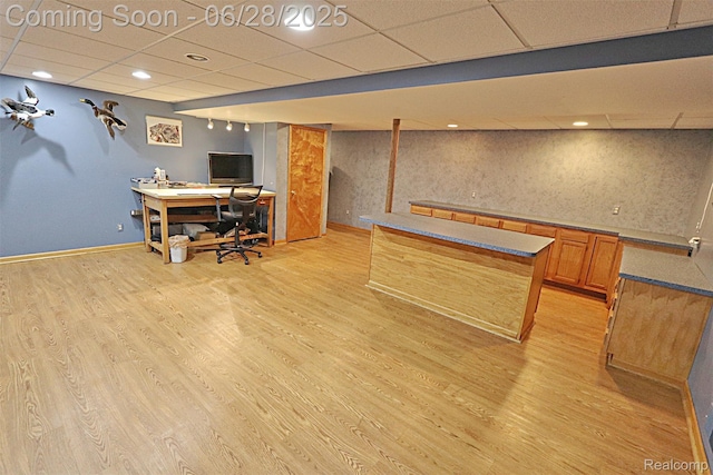 1640 High Pointe Dr, Commerce Twp, MI 48390 - office featuring light wood-style flooring, a drop ceiling, and recessed lighting