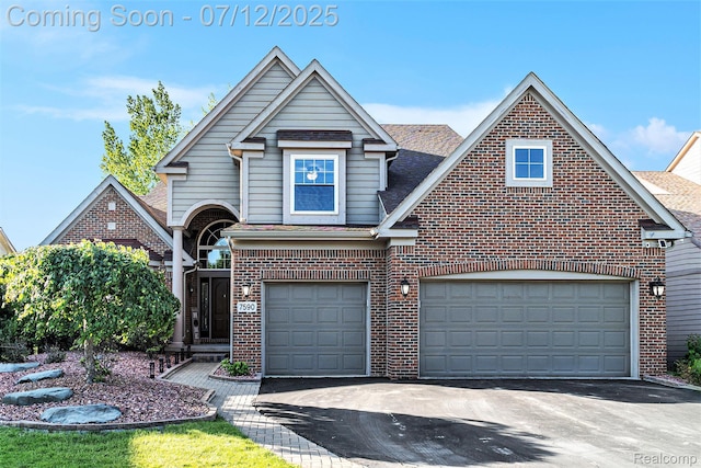 7590 Acorn Hill Ct, West Bloomfield, MI 48323 - traditional-style home with brick siding, asphalt driveway, roof with shingles, and an attached garage