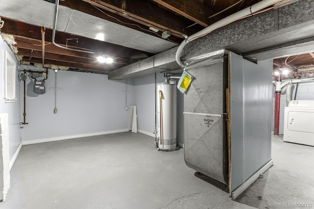 1518 Austin Ave, Lincoln Park, MI 48146 - unfinished below grade area featuring washer / dryer, gas water heater, and heating unit