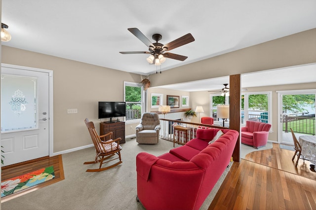 70749 Sunset Blvd, Union, MI 49130 - living room featuring a ceiling fan and wood finished floors