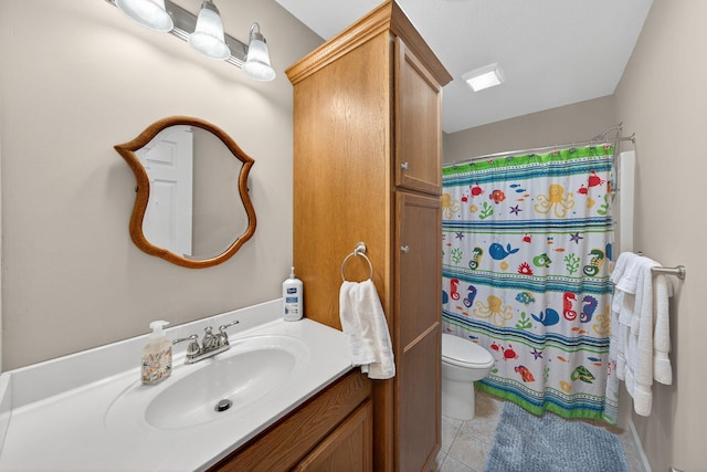 70749 Sunset Blvd, Union, MI 49130 - full bathroom with vanity, tile patterned flooring, and a shower with shower curtain