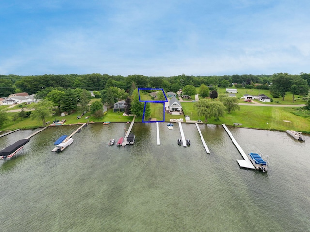 70749 Sunset Blvd, Union, MI 49130 - aerial overview of property's location with a large body of water and property boundaries highlighted