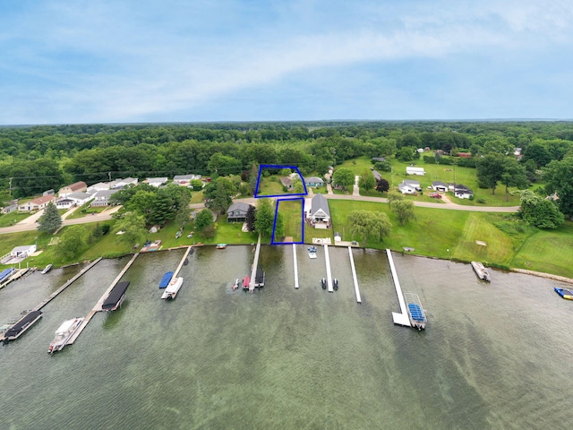 70749 Sunset Blvd, Union, MI 49130 - aerial overview of property's location with property parcel outlined and a large body of water