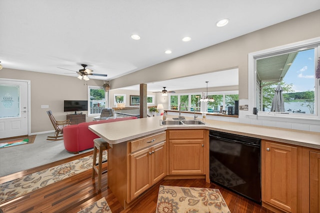 70749 Sunset Blvd, Union, MI 49130 - kitchen with dishwasher, ceiling fan, healthy amount of natural light, and recessed lighting
