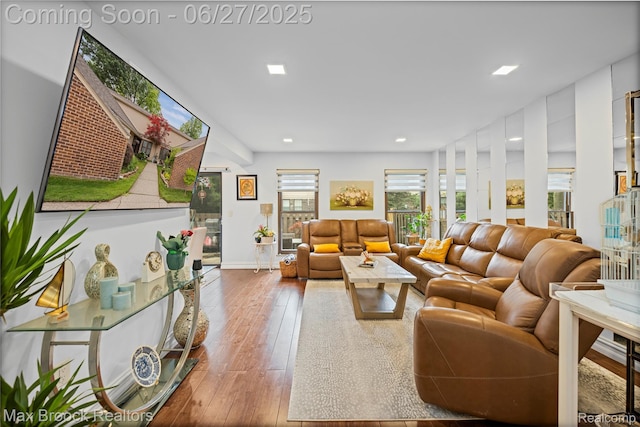 31723 Forest Ln, Warren, MI 48093 - living room with hardwood / wood-style flooring and recessed lighting