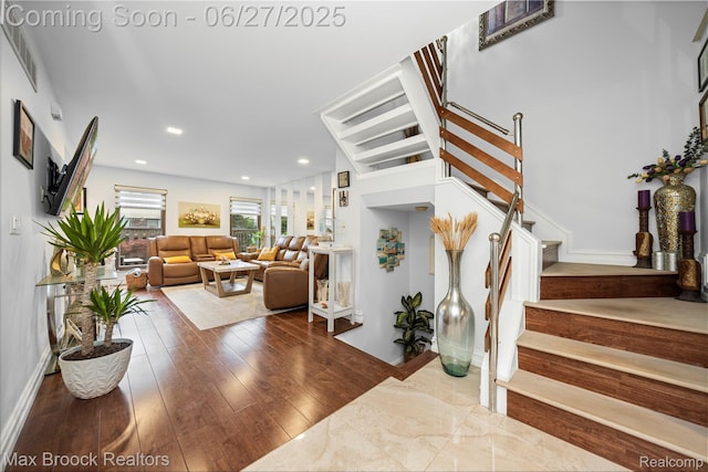 31723 Forest Ln, Warren, MI 48093 - stairs featuring wood finished floors and recessed lighting