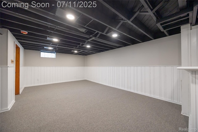 1418 W 13 Mile Rd, Royal Oak, MI 48073 - basement featuring carpet floors and a wainscoted wall